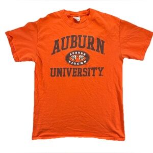 Vintage Auburn University Tigers T Shirt Men's Medium Orange Spell Out College